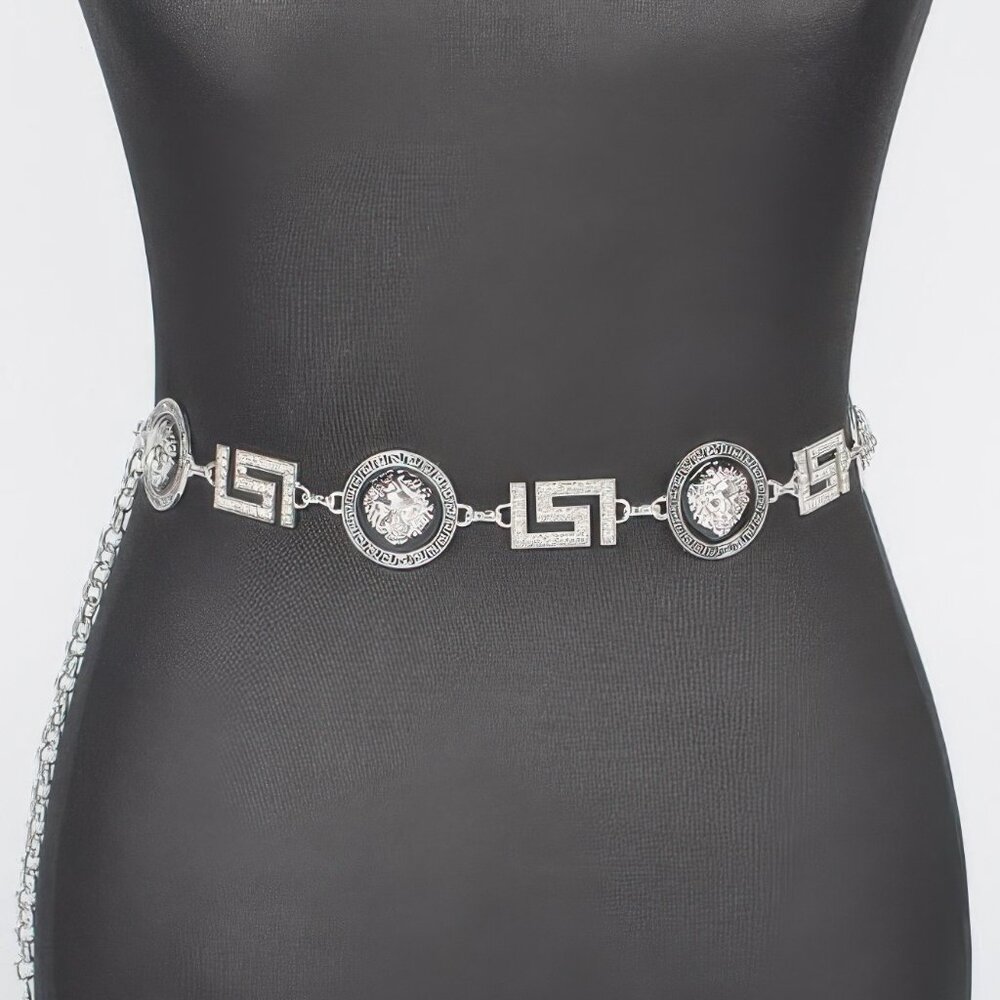 Metal Rhinestone Plus Size Chain Belt